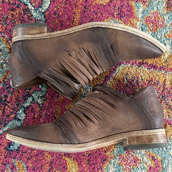 Free People | Women’s Brown Leather Lost Valley Strappy Ankle Zip Ankle Boot 9.5 - Picture 11 of 16